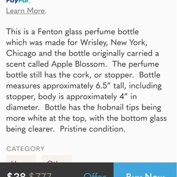 Fenton‎ Vintage White Hobnob Perfume Bottle with Stopper - Picture 7 of 7